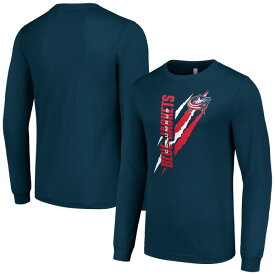 スターター メンズ Tシャツ トップス Columbus Blue Jackets Starter Color Scratch LongSleeve TShirt Navy
