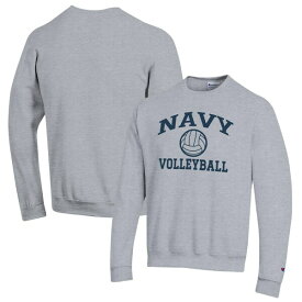 チャンピオン メンズ パーカー・スウェットシャツ アウター Navy Midshipmen Champion Volleyball Icon Powerblend Pullover Sweatshirt Heather Gray