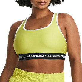 アンダーアーマー レディース カットソー トップス Under Armour Women's Crossback Mid Sports Bra Lime Yellow/White