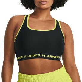 アンダーアーマー レディース カットソー トップス Under Armour Women's Crossback Mid Sports Bra Black/Lime Yellow