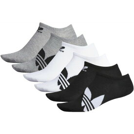 アディダス レディース 靴下 アンダーウェア adidas Originals Men's Trefoil Superlite No Show Socks - 6 Pack Black/White/Grey