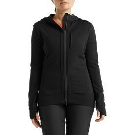 アイスブレーカー レディース パーカー・スウェットシャツ アウター Icebreaker Women's Merino Quantum III Long Sleeve Zip Hoodie Black