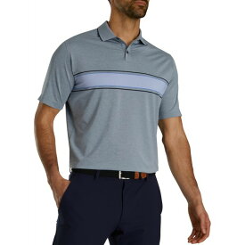 フットジョイ メンズ シャツ トップス FootJoy Men's Engineered Pin Stripe Lisle Knit Collar Golf Polo Heather Grey