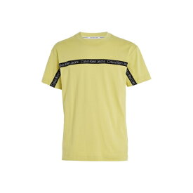 【送料無料】 カルバンクライン メンズ Tシャツ トップス LOGO TAPE TEE Yellow Sand