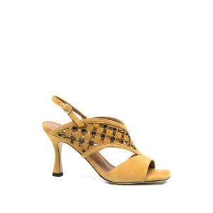 �G���@���[�i ���f�B�[�X �T���_�� �V���[�Y Square-toe embellished sandals Yellow