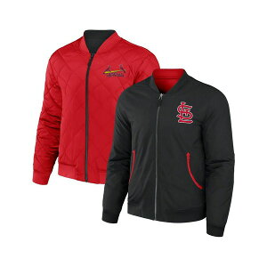 t@ieBNX Y WPbgu] AE^[ Men's Darius Rucker Collection by Black, Red St. Louis Cardinals Reversible Full-Zip Bomber Jacket Black, Red