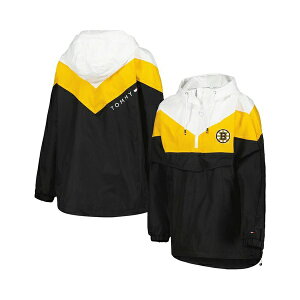g~[ qtBK[ fB[X WPbgu] AE^[ Women's Black, Gold Boston Bruins Staci Half-Zip Windbreaker Jacket Black, Gold