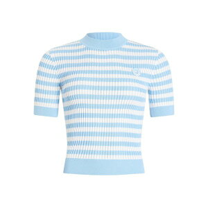 �W�����p�g�D ���f�B�[�X T�V���c �g�b�v�X Striped-pattern ribbed top Blue