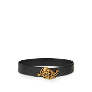 �G�g�� ���f�B�[�X �x���g �A�N�Z�T���[ Floral-buckle leather belt Black