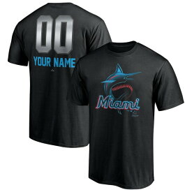 ファナティクス メンズ Tシャツ トップス Miami Marlins Fanatics Branded Personalized Any Name & Number Midnight Mascot TShirt Black