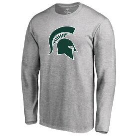 ファナティクス メンズ Tシャツ トップス Michigan State Spartans Fanatics Branded Primary Logo Long Sleeve TShirt Ash