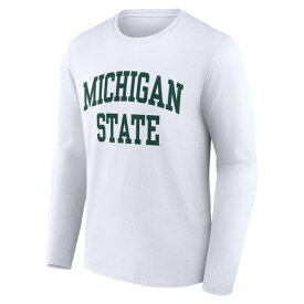 ファナティクス メンズ Tシャツ トップス Michigan State Spartans Fanatics Branded Basic Arch Long Sleeve TShirt White