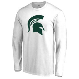 ファナティクス メンズ Tシャツ トップス Michigan State Spartans Fanatics Branded Primary Logo Long Sleeve TShirt White