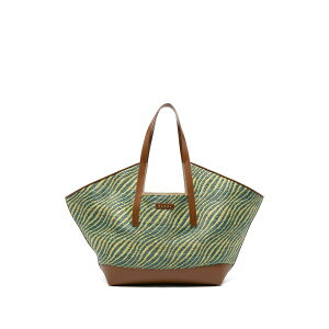 �}���j ���f�B�[�X �g�[�g�o�b�O �o�b�O Striped-pattern tote bag Green