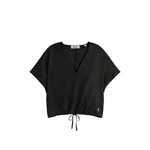 �G�R�A���t ���f�B�[�X �V���c �g�b�v�X Dora v-neck drawstring-hem shirt Black