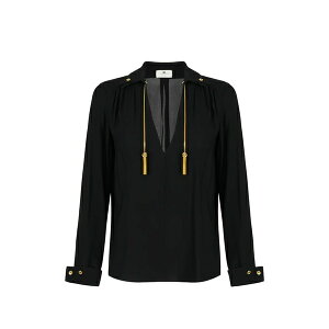 �G���U�x�X�t�����L ���f�B�[�X �V���c �g�b�v�X Tassel-embellished double-collar blouse Black