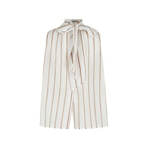 �Z�~�N�`���[�� ���f�B�[�X �J�b�g�\�[ �g�b�v�X Striped-pattern blouse White