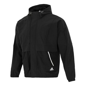 adidas AfB_X Y Xj[J[ yMen's adidas Loose Logo Casual Woven Windproof Hooded Jacket Autumn Black H40211z TCY US_M_M