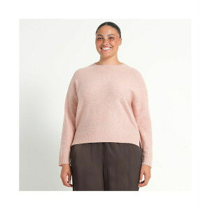 �G�X�e�[�� ���f�B�[�X �j�b�g&�Z�[�^�[ �A�E�^�[ Plus Size Night Crew Sparkle Knit Blush pink