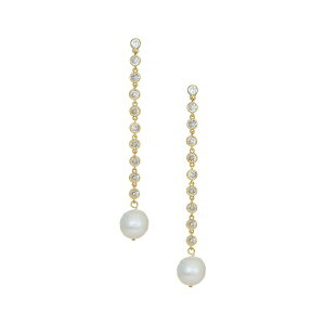 �G�e�B�J ���f�B�[�X �s�A�X���C�������O �A�N�Z�T���[ Cubic Zirconia Chain Freshwater Pearl Drop 18K Gold Plated Earrings Gold