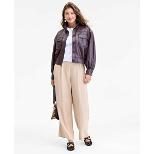 I T[eBtH[X fB[X WPbgu] AE^[ Women's Faux-Leather Bomber Jacket, Macy's Exclusive Lush Wine