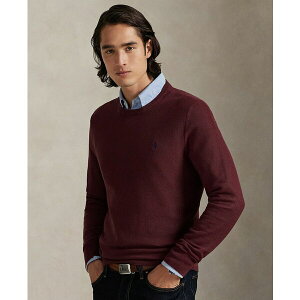 t[ Y jbg&Z[^[ AE^[ Men's Textured Cotton Crewneck Sweater Red Wine