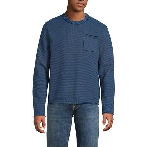 YGh Y jbg&Z[^[ AE^[ Men's Long Sleeve Textured Cotton Crewneck Sweater Radiant navy micro stripe