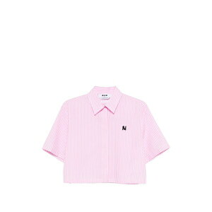 �G���G�X�W�C�G�� ���f�B�[�X �V���c �g�b�v�X Striped-pattern cropped shirt Pink