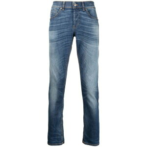 �h���_�b�v �����Y �f�j���p���c �{�g���X Whiskered-thigh bleach-wash jeans Blue