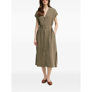 ���X ���b�V�� ���f�B�[�X �����s�[�X �g�b�v�X Collared belted midi dress Green