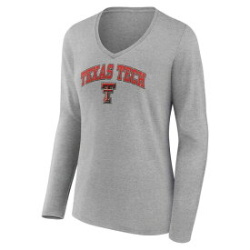ファナティクス レディース Tシャツ トップス Texas Tech Red Raiders Fanatics Branded Women's Campus Long Sleeve VNeck TShirt Gray