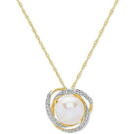 ホノラ レディース ネックレス・チョーカー・ペンダントトップ アクセサリー Cultured Freshwater Pearl (8mm) & Diamond (1/8 ct. t.w.) 18" Pendant Necklace in 14k Yellow Gold or White Gold Yellow Gold