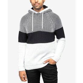 エックスレイ メンズ ニット&セーター アウター Men's Color Blocked Hooded Sweater White