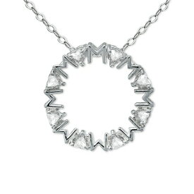 ジャニ ベルニーニ レディース ネックレス・チョーカー・ペンダントトップ アクセサリー Cubic Zirconia Heart Stones "Mom" Circle Pendant Necklace in Sterling Silver, 16" + 2" extender, Created for Macy's Silver