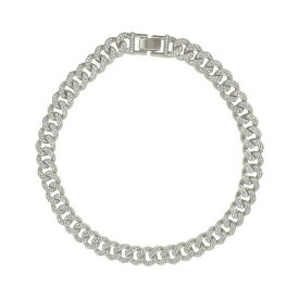 アドニア レディース ネックレス・チョーカー・ペンダントトップ アクセサリー Silver-Tone Plated Crystal Thick Cuban Curb Chain Necklace Silver