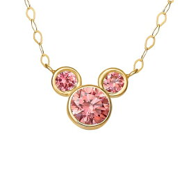 ディズニー レディース ネックレス・チョーカー・ペンダントトップ アクセサリー Mickey Mouse Cubic Zirconia Birthstone Pendant Necklace with 15" Chain in 14k Yellow Gold JUN