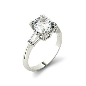 チャールズ アンド コルバード レディース リング アクセサリー Moissanite Cushion and Baguette Engagement Ring 2-3/4 ct. t.w. Diamond Equivalent in 14k White Gold White Gold