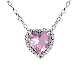 ジャニ ベルニーニ メンズ ネックレス・チョーカー アクセサリー Cubic Zirconia Heart Halo Pendant Necklace in Sterling Silver, 16" + 2" extender, Created for Macy's Pink