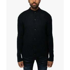 エックスレイ メンズ ニット&セーター アウター Men's Button Up Stand Collar Ribbed Knit Cardigan Sweater Navy