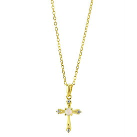 ジャニ ベルニーニ レディース ネックレス・チョーカー・ペンダントトップ アクセサリー Simulated Opal (3/8 ct. t.w.) & Cubic Zirconia Cross 18" Pendant Necklace in 18k Gold-Plated Sterling Silver, Created for Macy's Opal