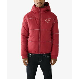 トゥルーレリジョン メンズ ジャケット＆ブルゾン アウター Men's Big T Puffer Jacket Tibetan Red