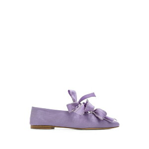 �X���[�p�[ ���f�B�[�X �T���_�� �V���[�Y Mille-feuille bow-detail silk ballet flats Purple