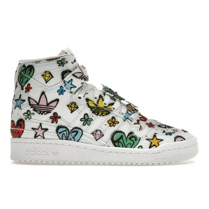 adidas AfB_X Y Xj[J[ yadidas Forum 84 Hi Jeremy Scott Monogram Graffitiz TCY US_5(23.0cm) Cloud White/Cloud White/Core Black