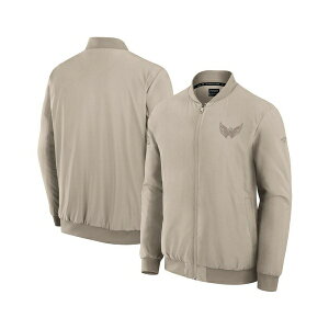 t@ieBNX Y WPbgu] AE^[ Men's Tan Washington Capitals Authentic Pro Road Lightweight Full-Zip Bomber Jacket Tan