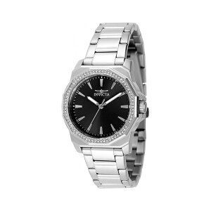 CrN^ fB[X rv ANZT[ Women's 49111 Speedway Quartz 3 Hand Black Dial Watch Silver