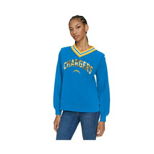g~[ qtBK[ fB[X p[J[EXEFbgVc AE^[ Women's Powder Blue Los Angeles Chargers Alice V-Neck Pullover Sweatshirt Powder Blue