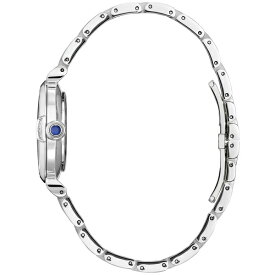 シチズン レディース 腕時計 アクセサリー Eco-Drive Mae Women's Diamond Accent Stainless Steel Bracelet Watch 30mm Silver-tone