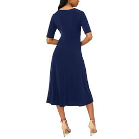 ミスク レディース ワンピース トップス Women's Short-Sleeve Button-Front Midi Dress Jbs Navy 4