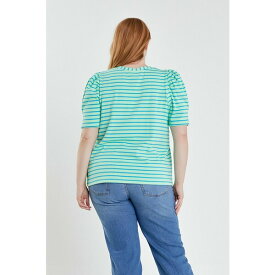 イングリッシュファクトリー レディース カットソー トップス Women's Plus Size Stripe Women Knit Shirt Green/blue