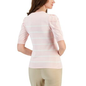アンクライン レディース ニット&セーター アウター Women's Striped Puff-Sleeve Sweater Cherry Blossom/anne White